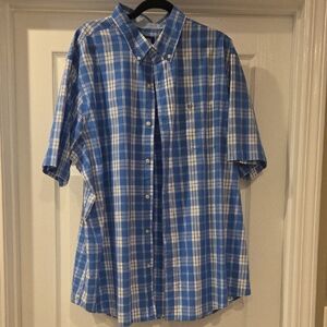 Chaps Blue and White Plaid Casual Shirt